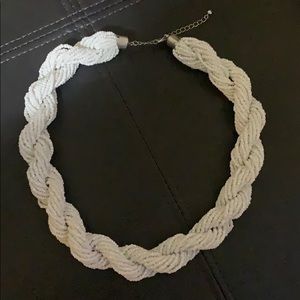 EUC H&M White Bead Braided Necklace
